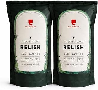 - Cafe Coffee Day - RELISH 70% & 30% Chicory - 200gm each (Pack of 2) | Medium to Dark Roast | South Indian Filter | Fresh from Chikmagalur factory