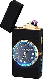 YOZWOO Plasma Lighter, USB Rechargeable, Electronic Lighter with Clock, Stylish, Totem of Eagle, Dual Arc Lighter with LED Lighting, Flameless Windproof Electric Lighter, Frost Black