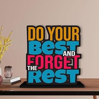 - Artvibes Wooden Idols and Figurine Do Your Best and Forgot The Rest Motivational Quotes Table Decor for Office Desk Showpiece | Home Decoration Item | Living Room | Modern Gifting Items (Sp_1175N)