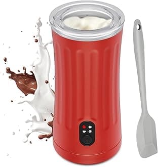 Milk Frother, 4-in-1 Milk Frother and Steamer, Orange Red