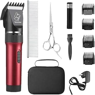 Sminiker Low Noise Horses Clippers Rechargeable Cordless Pet Clippers Grooming Kit with Storage Bag 5 Speed Professional Animal Clippers Pet Grooming Kit