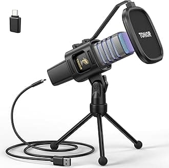 TONOR RGB USB Microphone, Cardioid Condenser Computer PC Mic with Tripod Stand, Pop Filter, Shock Mount for Gaming, Streaming, Podcasting, YouTube, Twitch, Compatible with Laptop Desktop,TC30 with RGB