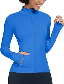 QUEENIEKE Ladies Soft Cotton Full Zip Slim Fit Running Jackets with Pockets