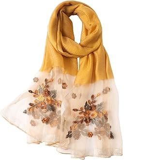 WINCESS.YU Silk Scarf for Women Lightweight Shawls and Wraps for Weddings Fashion Pashmina Shawl Embroidered Scarves