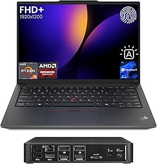 Lenovo ThinkPad E14 Gen 6 Business Laptop, 14" FHD+ Display, AMD Ryzen 5 7535U, 16GB DDR5 RAM, 512GB SSD, Fingerprint, Backlit, Wi-Fi 6, Windows 11 Pro, Bundle with Targus USB-C 100W Docking Station