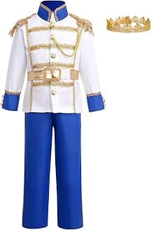 Prince Costume for Boys Medieval Royal Prince Jacket Pants Crown Birthday Party King Halloween Fancy Outfit