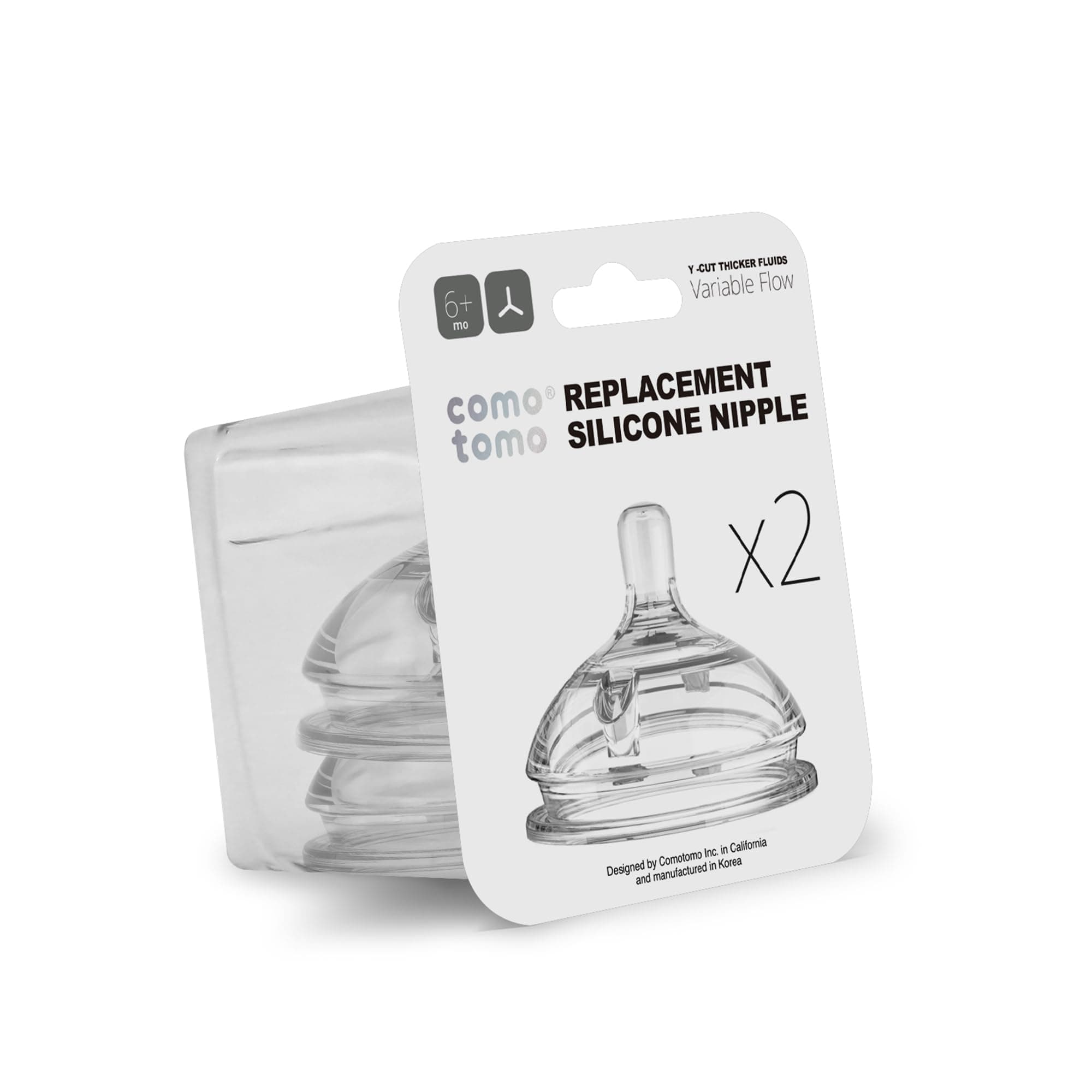 Comotomo "Natural Teat" Silicone Nipples, Variable Flow, Pack Of 2