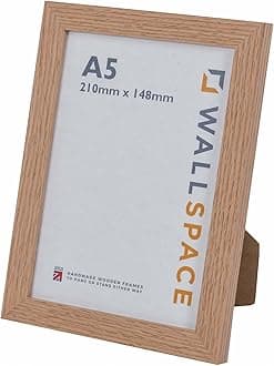 Wall Space A5 Oak Frame | Natural Light Oak Small Picture Frames A5 | Real Solid Oak Picture Frames | A5 Oak Photo Frame | All Wooden A5 Photo Frames are made from SOLID WOOD and have REAL GLASS