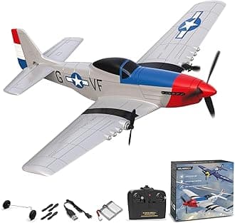volantexrc RC Plane 3 Channel Remote Control Airplane Fighter Toys, 2.4GHz 6-axis Gyro Stabilizer RTF Glider Aircraft Plane, Easy to Fly for Adults Beginners (P-51D Mustang)