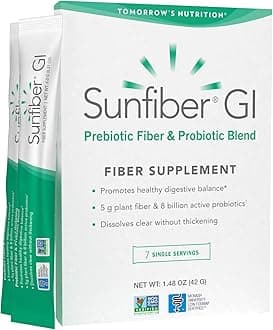 Sunfiber GI 7-Day Kit, Prebiotic Fiber & Probiotics, 5g Prebiotic Fiber & 8 Billion Probiotics Per Serving, Low FODMAP, 7 Packets, Unflavored