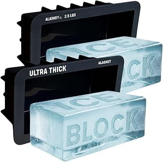 Alaskey® Extra Large Ice Block Mold (x2) - Shape 2.5 lbs Ice Bricks (x2) - Professional Silicone Mold for Crafting Giant Ice Cubes, Ideal for Revitalizing Ice Baths or Chilled Coolers