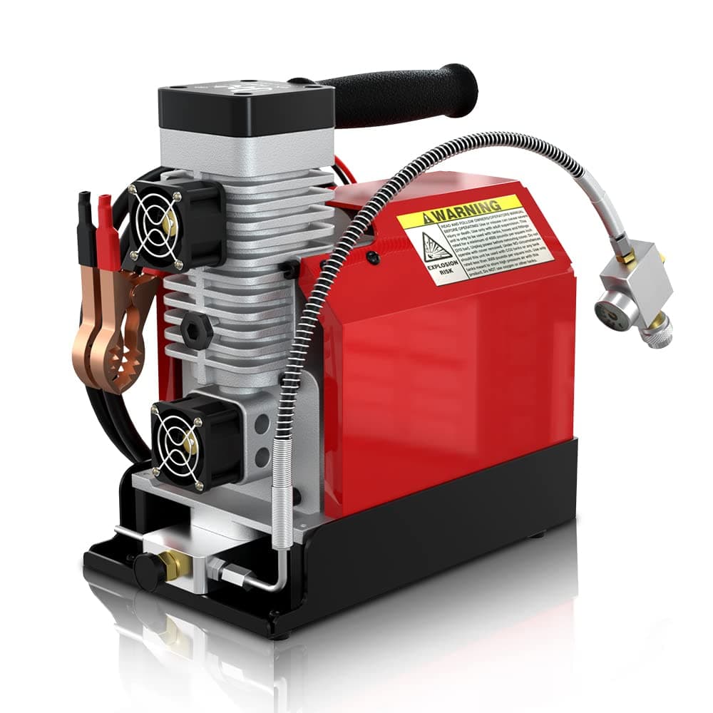 GX-E-CS2 Portable PCP Air Compressor, 4500Psi/30Mpa, Oil-Free,Powered by Car 12V DC or Home 110V AC with Converter (Included), Paintball Tank Compressor with Extra Moisture-Oil Separator