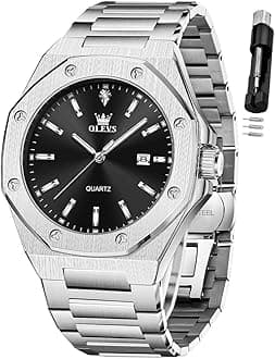 Watches for Men Stainless Steel Business Dress Large Easy to Read Analog Watch Waterproof Luminous Casual Luxury Men Watch