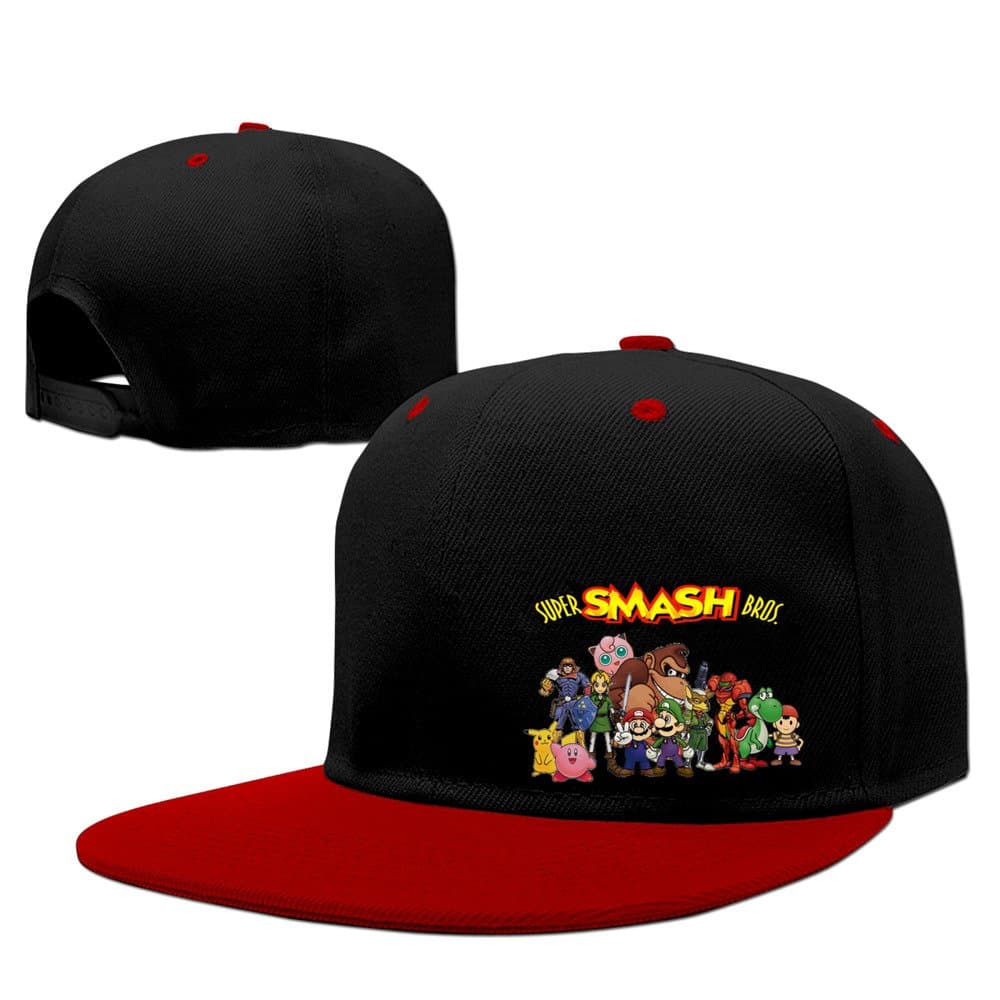 Super Smash Bros. Melee Baseball Adjustable Hip Pop Cap Baseball Hat Unisex,Men and Women Red