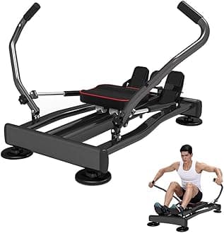 Full Motion Rowing Machine, Indoor Rower w/ 264 lb Weight Capacity, 360°Flexible Swing Armrest, for Home Fitness Workout