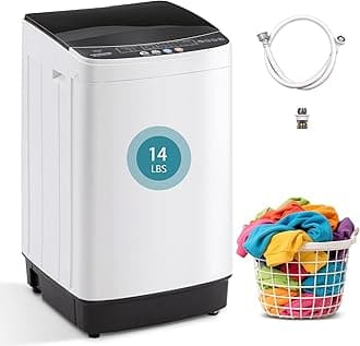 1.9 Cu.Ft Portable Washing Machine, Full-Automatic Electric Laundry Machine with 10 Programs, Compact Clothes Wash and Spin Combo with Stainless Steel Drum, Drain Hose for Apartment, Dorm,Home