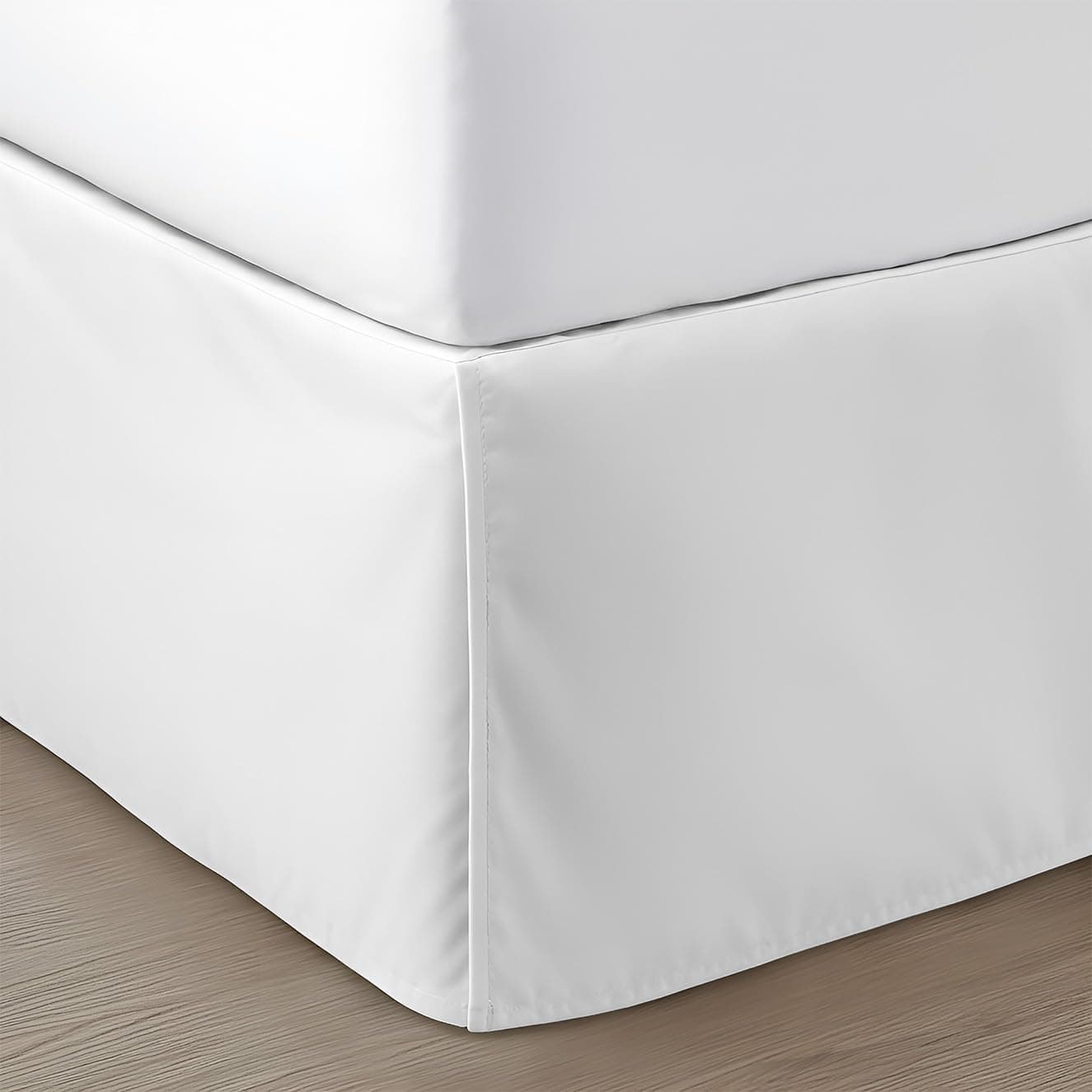 SGI Bedding 12 inch Drop Bed Skirt Queen Size - Platform Style with Secure Fit, Classic Tailored Look, Elegant Pleated Style Dust Ruffle, Split Corners, Wrinkle Resistant Microfiber - White