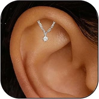 TACBSPDangle Helix Earring for Women Threadless Flat Back Earrings Hypoallergenic Cartilage Earring Hidden Helix Piercing Earring Jewelry