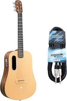 Lava Music ME4 Spruce Guitar 36 Inch Woodgrain Brown with Bag with Keepdrum Cable