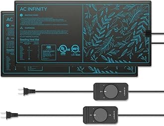 SUNCORE A3X2, Dual Waterproof Seedling Mats with Heat Controllers 10" x 20.75", UL & MET Certified Heating Pads, for Indoor Gardening, Hydroponics, Germination, Cloning