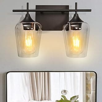 Vanity Lights Fixtures, Zicbol 2 Light Bathroom Light, Black Bathroom Lighting Fixtures Over Mirror with Clear Glass Shade, Modern Vanity Lighting for Bath, Living Room, Bedroom