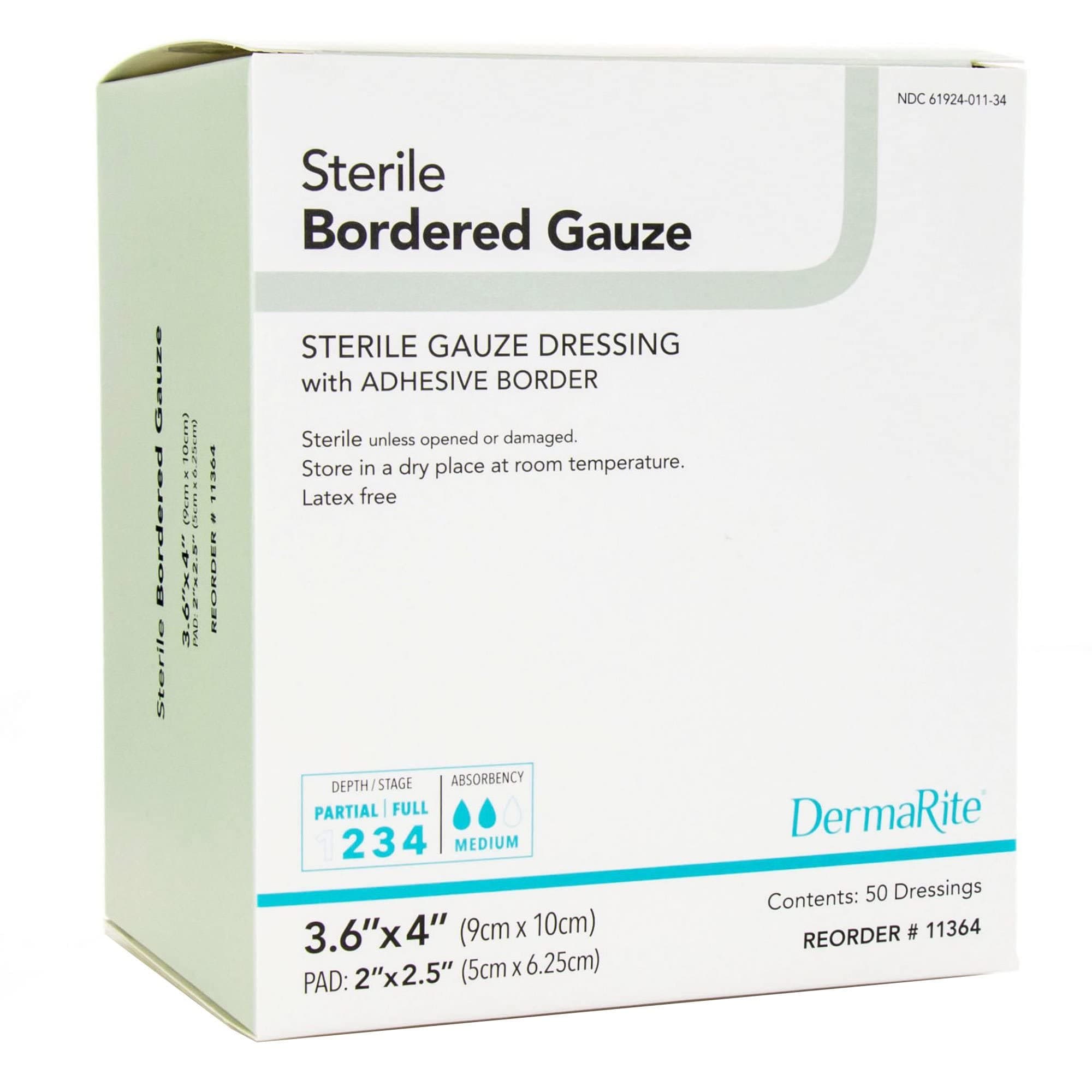 Dermarite Industries Sterile Bordered Dressing with Adhesive Border, 50 Count