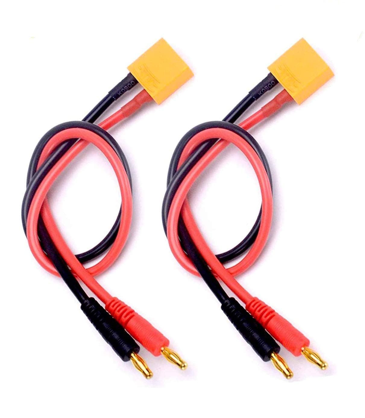 FLY RC 2 Pack XT90 Charging Cable XT90 to 4.0mm Banana Connector Adapter Charger Wire 30cm 11.8inch 12awg Lipo Battery Charge Lead for FPV RC Power Supply
