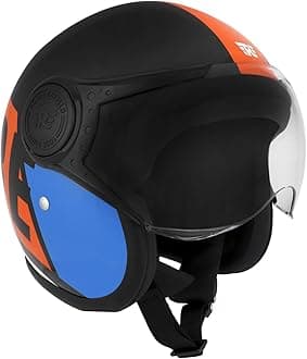 Royal Enfield Color-Block Explore Open Face ISI and DOT Certified Riding Helmet Blue (L) 60 Cm with High Density Eps Liner for Better Impact Absorption and Comfort