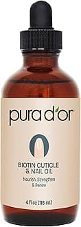 PURA D'OR 4 Oz Nail and Cuticle Oil - Nourishing Treatment with Dropper - Natural Blend Enriched with Biotin, Vitamin E, Milk for Nail Growth, Healthy Nail Beds and Great for Acrylic Nails