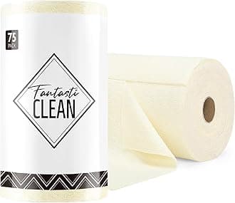 Fantasticlean Microfiber Cleaning Cloth Roll -75 Pack, Tear Away Microfiber Towels, 12" x 12", Reusable, Washable, Scratch Free, Ultra Absorbent Dish Rags for Car, Home, Garage or Shop (Beige)