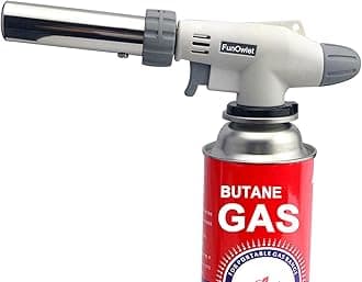 FunOwlet Butane Torch, Reverse Use Culinary Kitchen Blow Lighter with Adjustable Flame, Butane Fuel Not Included, Ideal for Chef Cooking, Creme, Brulee, BBQ, Baking, DIY Soldering