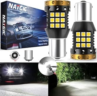White 1156 P21W LED Bulb For Reverse Lights,Auto BA15S LED Canbus Error Free Replacement Bulb DayTime Running Lights Car Backup BrakeTail Light DRL Fog Lamp 3700LM(2 PCS)