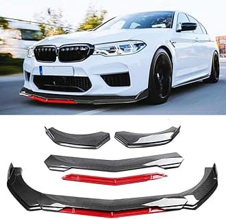 goodfitment Universal Front Lip for Car,Carbon Fiber Front Bumper Lip, ABS Adjustable Sharp Corner Front Bumper Lip Splitter Protector Replacement for Most Vehicle (Carbon Fiber w/Red)