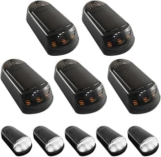 Solar Powered Cab Lights, New No Drill Solar Powered Cab Lights for Truck, IP68 Waterproof Wireless Cab Marker Roof Lights, LED Lights Vibration Sensor Roof Lights App Control (White Light, Black)