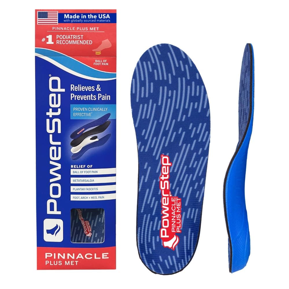 Powerstep Pinnacle Plus Orthotic Shoe Inserts, Full Support with Metatarsal Support