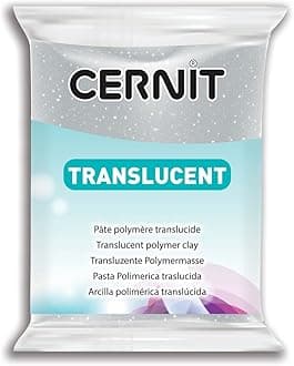 Cernit Polymer Clay - Translucent Series - 56 Grams Block - Made in Belgium (Glitter Silver)