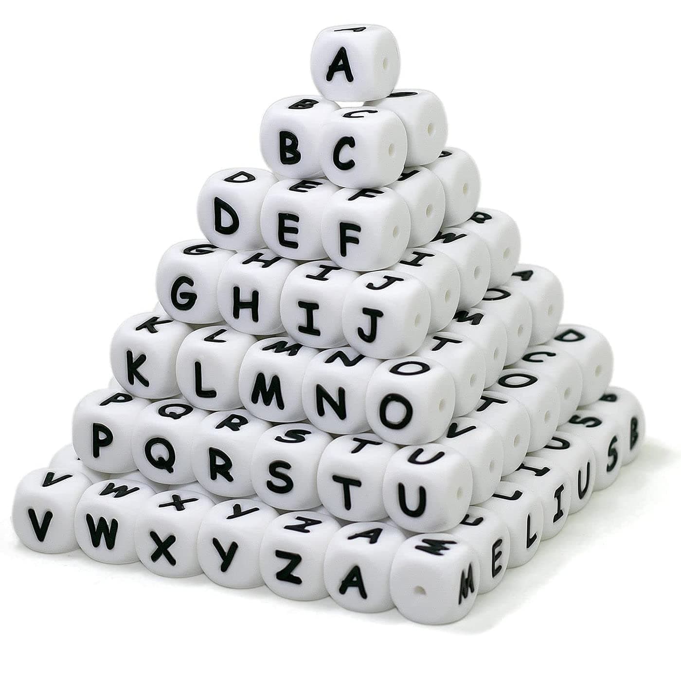 12x12mm Silicone Letter Beads