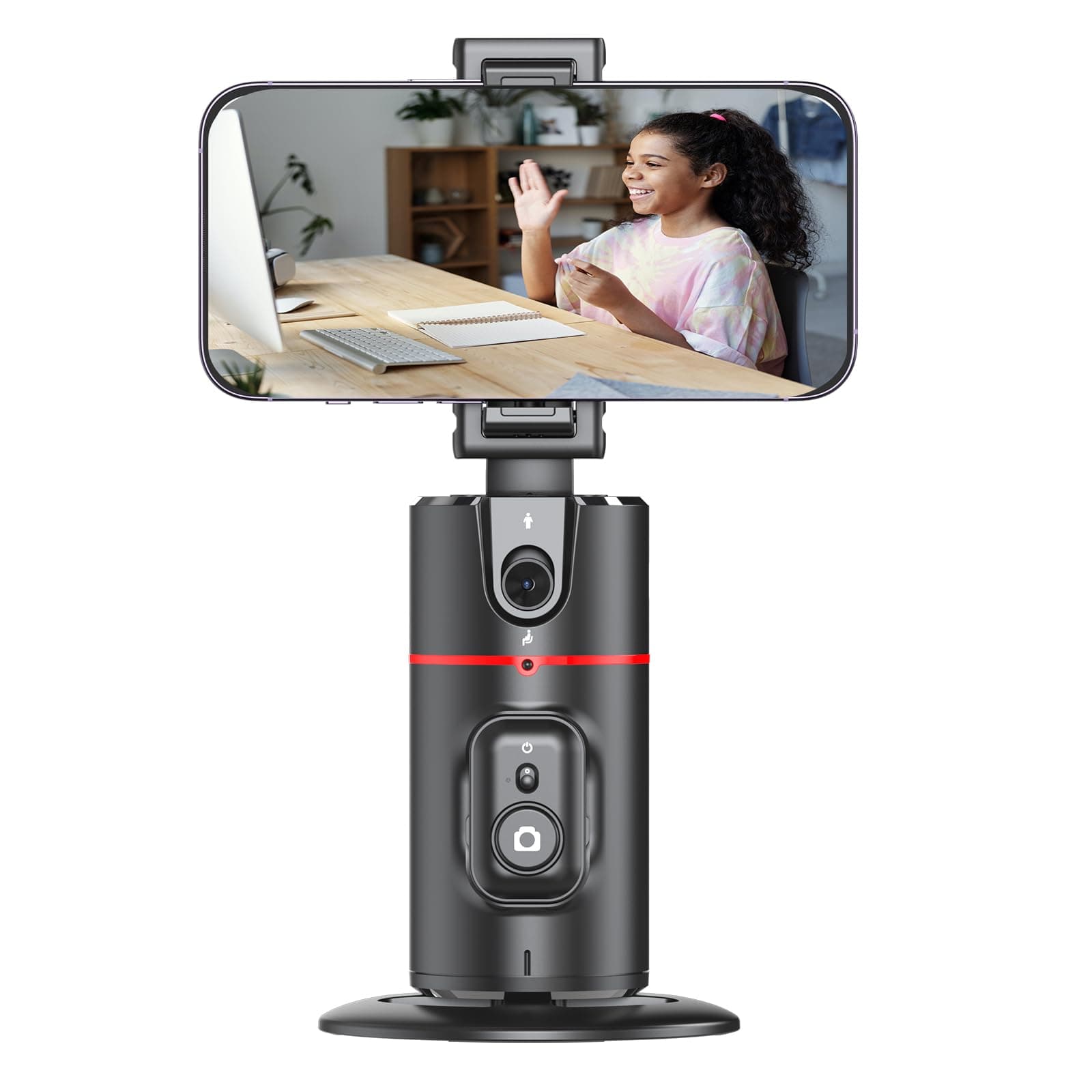Foldable Auto Face Tracking Phone Holder for Video Vlog Live Stream, 360° Rotation Face Tracking Tripod with Remote, Phone Tracking Tripod, No App Required, Gesture Control