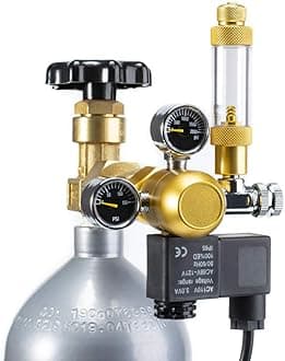 Aquarium CO2 Regulator Dual Gauge Display with Bubble Counter Solenoid Check Valve Adjustable for Standard US Planted Tank CO2