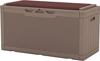 Patiowell 100 Gallon Resin Deck Box with cushion, Waterproof Large Outdoor Storage Box for Patio Furniture and Garden Tools, Dark Brown