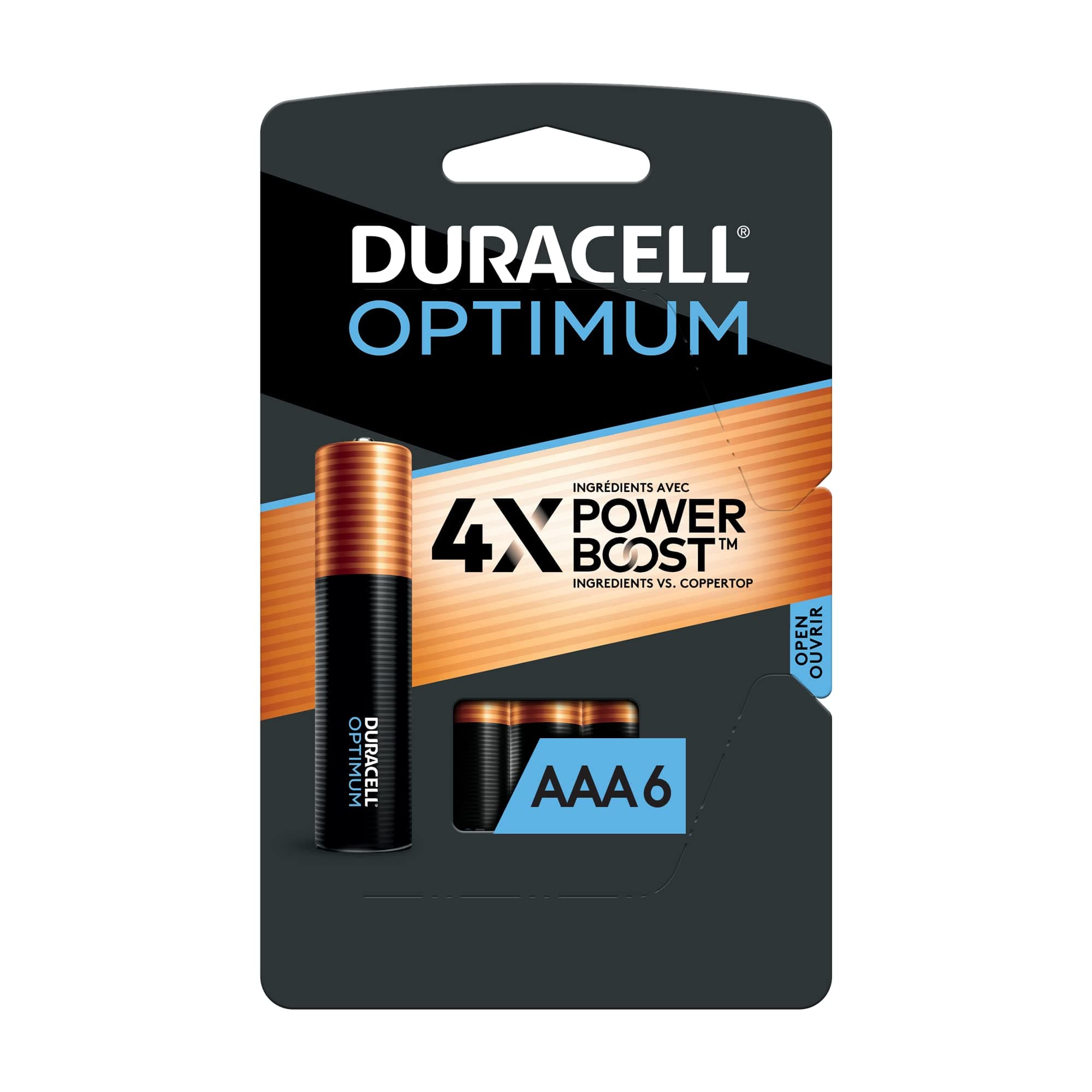 Duracell Optimum AAA Batteries with Power Boost Ingredients, 6 Count Pack Triple A Battery with Long-lasting Power, All-Purpose Alkaline AAA Battery for Household and Office Devices