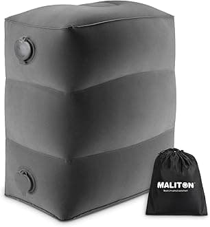 Maliton Inflatable Travel Foot Rest Pillow, Airplane Bed for Kids, Car Foot Rest Pillow, Adjustable Height Leg Rest Pillow for Airplane, Car, Train, Home, Office(Dark Grey, 1 Pack)