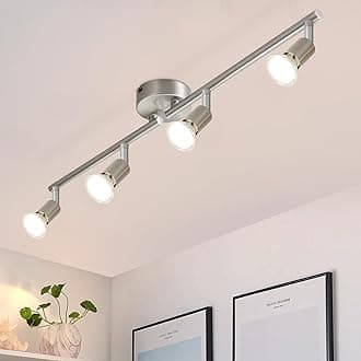 Glitzerlife LED Ceiling Lights Rotatable - Ceiling Spotlight 4 Way Kitchen Lights Ceiling Nickel Adjustable 350° Swiveling Design Modern GU10 Spot Light for Living Room Bedroom Corridor Without Bulbs