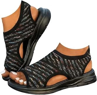 Wide Fit Orthopedic Sandals for Women Uk with Arch Support Summer Ladies Wedge Sandals Walking Platform Casual Beach Shoes Comfy Washable Slingback Slide Sport Open Toe Memory Foam