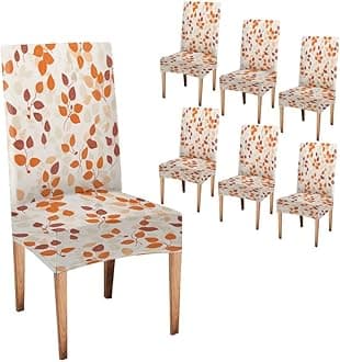 CAPSCEOLL Fall Chair Covers Set of 6 Stretch Parsons Chair Slipcovers Universal Removable Washable Chair Seat Covers Protector for Dining Room Kitchen Hoteland Party