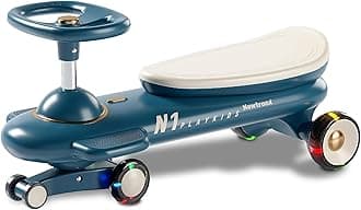 N1 Wiggle Car for Kids-Swing Car, Ride-on Toy with LED Flashing Wheels No Batteries, Uses Twist,Turn, Wiggle Movement to Steer, Ride-on Toy for Boys Girls 3 Y and Up (Blue Lightning Bolt)