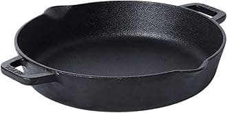 Pre Seasoned Cast Iron Skillet | Fry Pan | Iron Pan | Cast Iron Cookware| Cast Iron Frying Pan with 2 Side Handles | Gas and Induction Compatible, 26cm/ 2 litres, Black