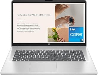 HP 17 inch Laptop, HD+ Display, 12th Generation Intel Core i5-1235U, 8 GB RAM, 512 GB SSD, Intel Iris Xe Graphics, Windows 11 Home, 17-cn2099nr (2023),Silver