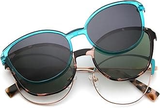 Magnetic Clip on Sunglasses for Men & Women Polarized UV Protection Retro Square Eyeglasses Fit Over Night Driving