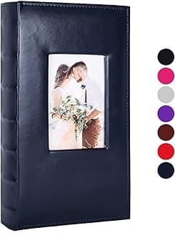 Photo Album 4x6 300 Pocket Black Pages PU Leather Slip-in Picture Album for Baby Family Anniversary Wedding Mother's Day (Blue)
